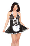 French Maid Babydoll & Headpiece Costume Coquette OS, OSXL fits most