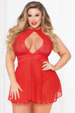 Sheer Magic Red Babydoll & Panty Seven Til Midnight 3X/4X