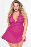The Fuchsia is Now Babydoll & Thong Seven Til Midnight S/M, L/XL, 1X/2X, 3X/4X