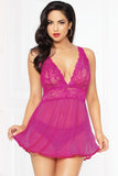 The Fuchsia is Now Babydoll & Thong Seven Til Midnight S/M, L/XL, 1X/2X, 3X/4X